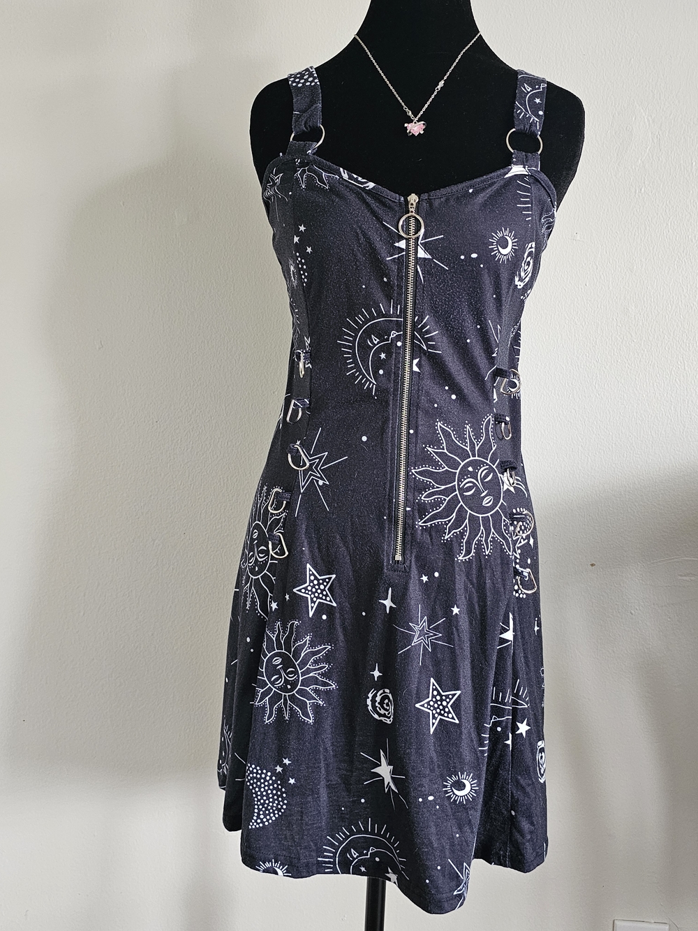 Black Sun & Stars Zip-Front Sunprint Dress